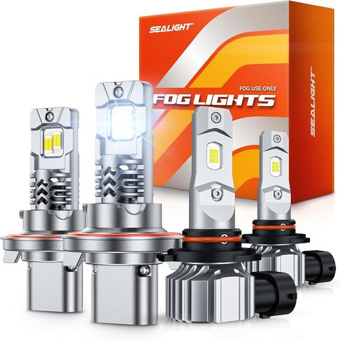 SEALIGHT H10/9145/9140 LED Fog Light Bulbs, 6000K Xenon White, 27 SMD Chips, 360-degree Illumination, Non-polarity, Pack of 2 in Kuwait