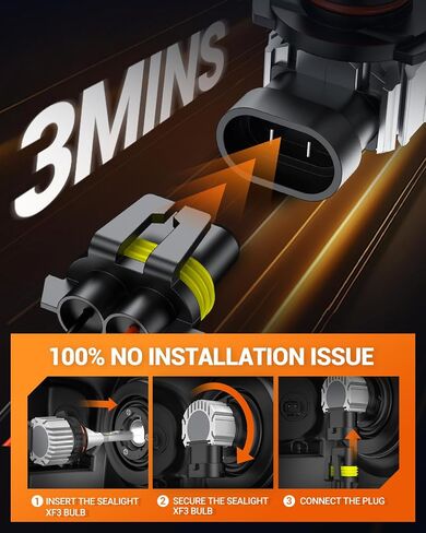 SEALIGHT H10/9145/9140 LED Fog Light Bulbs, 6000K Xenon White, 27 SMD Chips, 360-degree Illumination, Non-polarity, Pack of 2 in Kuwait