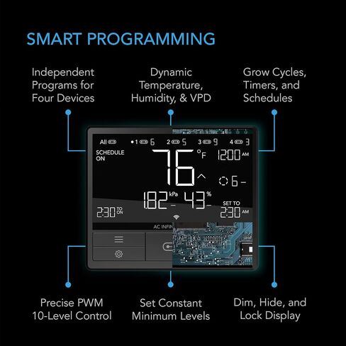AC Infinity Controller 67, Smart Bluetooth Fan Controller with Temperature, Humidity, Schedules, Grow Cycles, Dynamic Speed Programming for CLOUDLINE Airlift Fans Cooling and Ventilation in Saudi Arabia