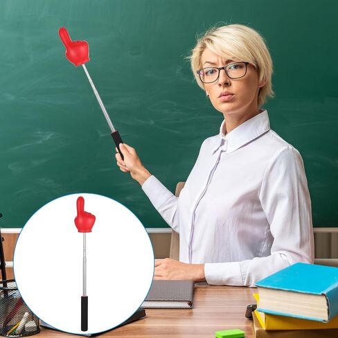 Big Teacher Pointer Finger,Pointer Stick for Classroom with Soft Grip Handle,Teaching and Presentations, Teacher Supplies Interactive Learning,Retractable Pointer Extendable to 32 Inches (Yellow) in Saudi Arabia