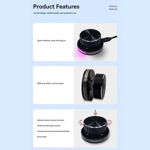 USB Sound Controller Computer Sound Adjustable Controller Shortcut Customizable with LED Light in Saudi Arabia