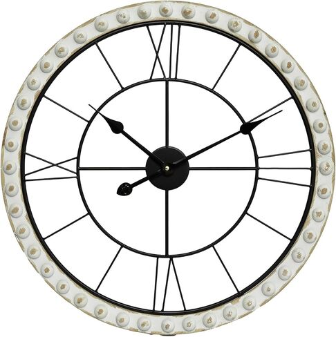 24 Inch Vintage Iron Metal Frame Wall Clock Silent, Battery Operated, Elegant Retro Decor for Living Room, Kitchen, Office, Dining Room, and Bedroom in Saudi Arabia