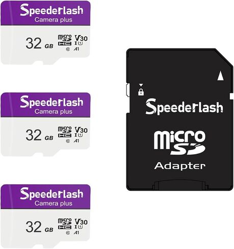 Micro SDXC Memory Card 64GB 3 Pack, Speederlash Camera Plus TF Card with Adapter, 90MB/s Read Speed, 4K UHD&5K Video Support, U1 V30 A1 Rated, for Security Camera, Smartphone, Drone, Tablet, PC in Saudi Arabia