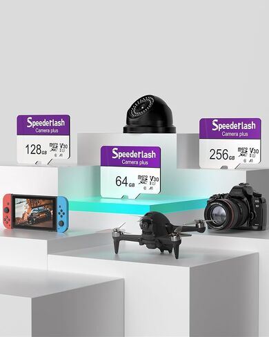 بطاقة Micro SDXC Memory Card 64GB 3 ، وكاميرا Speederlash بالإضافة إلى بطاقة TF مع محول ، وسرعة قراءة 90 ميجابايت/ثانية ، ودعم فيديو UHD و 5K 4K ، و U1 V30 A1 ، لكاميرا الأمان ، والهاتف الذكي ، والطائرة بدون طيار ، والكمبيوتر اللوحي in Kuwait