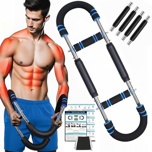Upgraded 4 Springs 12 Resistance Levels - KorbFit Twister Arm Trainer for Men and Women (30-120lbs) Stainless Steel Chest Exerciser Chest Workout Equipment and Gorilla bar with Antislip Handles in Saudi Arabia