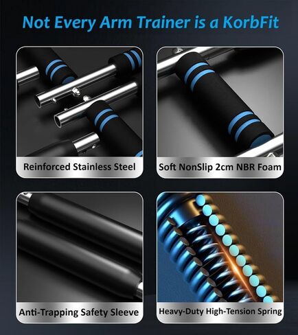 Upgraded 4 Springs 12 Resistance Levels - KorbFit Twister Arm Trainer for Men and Women (30-120lbs) Stainless Steel Chest Exerciser Chest Workout Equipment and Gorilla bar with Antislip Handles in Saudi Arabia