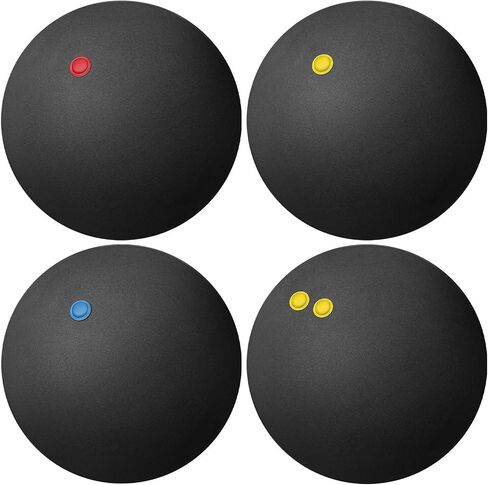 NUOBESTY Squash Ball, 4pcs High Elasticity Bounce Rubber Balls Single Dots, Double Yellow Dots, Squash Accessories for Indoor and Outdoor, Training and Practice, Competition in Saudi Arabia
