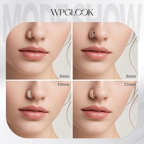 G23 Titanium Double/Triple Conch Piercing Jewelry: 16G Nose Hoop Rings 8mm/10mm/12mm Hypoallergenic Cartialge Earrings in Kuwait