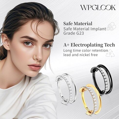G23 Titanium Double/Triple Conch Piercing Jewelry: 16G Nose Hoop Rings 8mm/10mm/12mm Hypoallergenic Cartialge Earrings in Kuwait