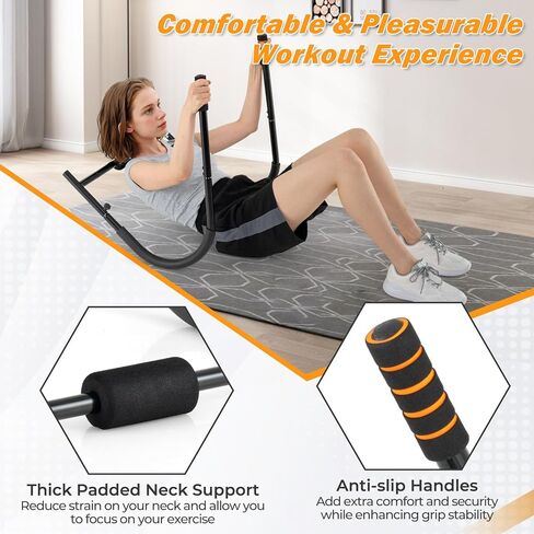 Goplus Fitness AB Trainer, Folding Abdominal Machine with Padded Head/Neck Support, Sit Up Training Assistant, Exercise Crunch Trainer Workout Exerciser for Home Gym Office in Saudi Arabia