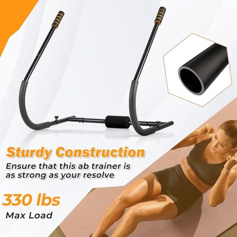 Goplus Fitness AB Trainer, Folding Abdominal Machine with Padded Head/Neck Support, Sit Up Training Assistant, Exercise Crunch Trainer Workout Exerciser for Home Gym Office in Saudi Arabia