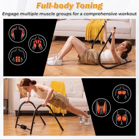 Goplus Fitness AB Trainer, Folding Abdominal Machine with Padded Head/Neck Support, Sit Up Training Assistant, Exercise Crunch Trainer Workout Exerciser for Home Gym Office in Saudi Arabia