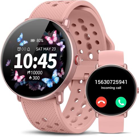 Watch Smart Watch للنساء ، وجه مستدير لـ Android iOS مع شاشة النوم ، ومراقبة اللياقة البدنية ، ومكالمة Bluetooth ، و IP68 مقاوم للماء ، و 112+ أوضاع رياضية Calorie Counter Smartwatch (Silver Pink ، 1.38) in Saudi Arabia