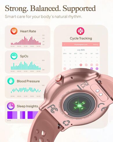 Watch Smart Watch للنساء ، وجه مستدير لـ Android iOS مع شاشة النوم ، ومراقبة اللياقة البدنية ، ومكالمة Bluetooth ، و IP68 مقاوم للماء ، و 112+ أوضاع رياضية Calorie Counter Smartwatch (Silver Pink ، 1.38) in Saudi Arabia