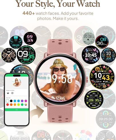 Watch Smart Watch للنساء ، وجه مستدير لـ Android iOS مع شاشة النوم ، ومراقبة اللياقة البدنية ، ومكالمة Bluetooth ، و IP68 مقاوم للماء ، و 112+ أوضاع رياضية Calorie Counter Smartwatch (Silver Pink ، 1.38) in Saudi Arabia