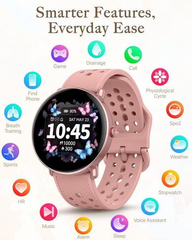 Watch Smart Watch للنساء ، وجه مستدير لـ Android iOS مع شاشة النوم ، ومراقبة اللياقة البدنية ، ومكالمة Bluetooth ، و IP68 مقاوم للماء ، و 112+ أوضاع رياضية Calorie Counter Smartwatch (Silver Pink ، 1.38) in Saudi Arabia