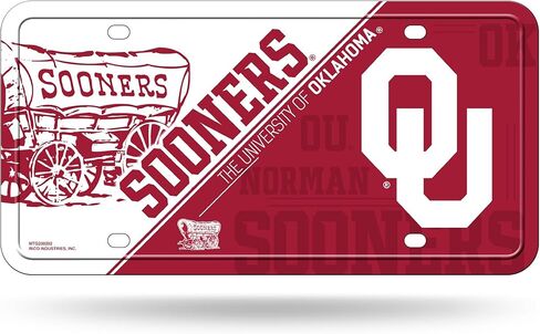 علامة لوحة ترخيص معدنية من Rico Industries NCAA Oklahoma Soners in Saudi Arabia
