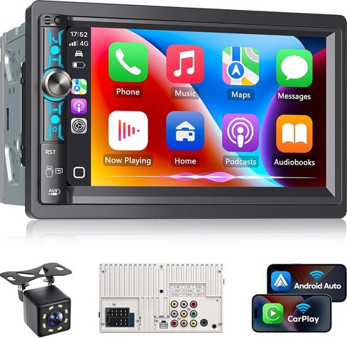 ستيريو مزدوج سيارة DIN مع شاشة تعمل باللمس 7 بوصات ، و Apple Carplay و Android Auto ، و Bluetooth ، و 240 واط ، و SWC ، وإخراج مضخم الصوت ، ومستقبل راديو سيارة FM/AM ، ورابط المرآة ، والنسخ الاحتياطي in Kuwait