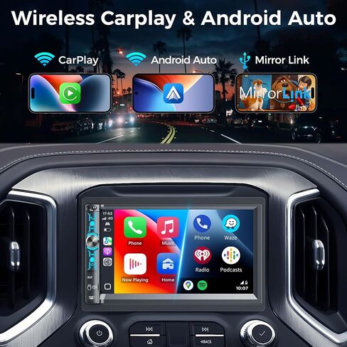 ستيريو مزدوج سيارة DIN مع شاشة تعمل باللمس 7 بوصات ، و Apple Carplay و Android Auto ، و Bluetooth ، و 240 واط ، و SWC ، وإخراج مضخم الصوت ، ومستقبل راديو سيارة FM/AM ، ورابط المرآة ، والنسخ الاحتياطي in Kuwait