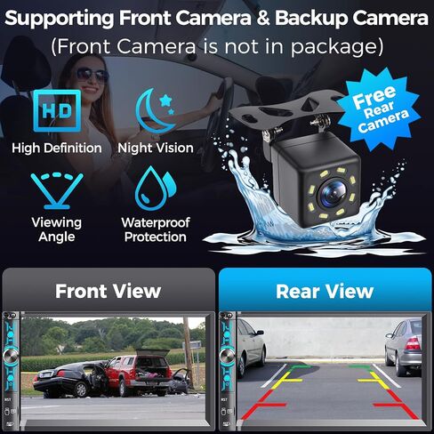 ستيريو مزدوج سيارة DIN مع شاشة تعمل باللمس 7 بوصات ، و Apple Carplay و Android Auto ، و Bluetooth ، و 240 واط ، و SWC ، وإخراج مضخم الصوت ، ومستقبل راديو سيارة FM/AM ، ورابط المرآة ، والنسخ الاحتياطي in Kuwait