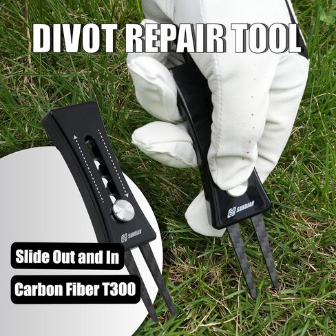 أداة Divot Sandian Golf ، وضع مستويات مستوى الارتفاع ، علامة الكرة ، حامل الجلود ، ألياف الكربون الأصلية المصنوعة من Pitchfork ، مجموعة إصلاح احترافية [White] in Kuwait