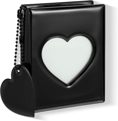 Mini Photocard Binder, 3 Inch White Photocard Book Mini Photo Album Heart Hollow Card Binder with 32 Pockets and Pendant in Saudi Arabia