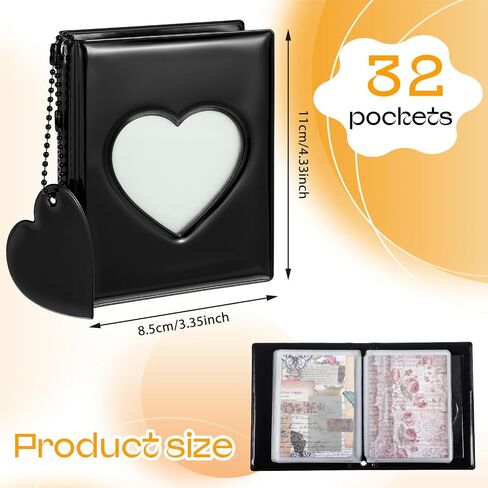 Mini Photocard Binder, 3 Inch White Photocard Book Mini Photo Album Heart Hollow Card Binder with 32 Pockets and Pendant in Saudi Arabia