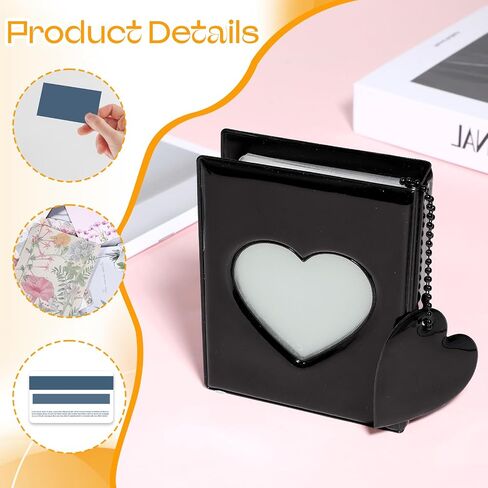 Mini Photocard Binder, 3 Inch White Photocard Book Mini Photo Album Heart Hollow Card Binder with 32 Pockets and Pendant in Saudi Arabia