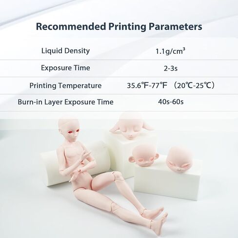 Impact-Resistant 3D Printer Resin, Wear Resistant 405nm Photopolymer Resin for BJD Dolls & Articulated Figures, Fast Curing Matte Finish 3D Resin for LCD DLP MSLA Printers White 1KG in Saudi Arabia