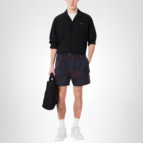 Lacoste Men's Relaxed Fit Ultra Light Cargo Shorts, Navy Blue & Espresso Brown, Large in Saudi Arabia
