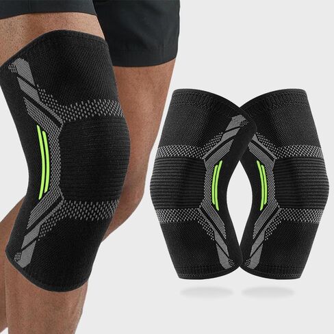 2 Pack Knee Brace for Women Man, Knee Compression Sleeve for Knee Pain Relief, Knee Sleeves for Arthritis Pain, Knee Support for Running Fitness (Black, Large) in Kuwait