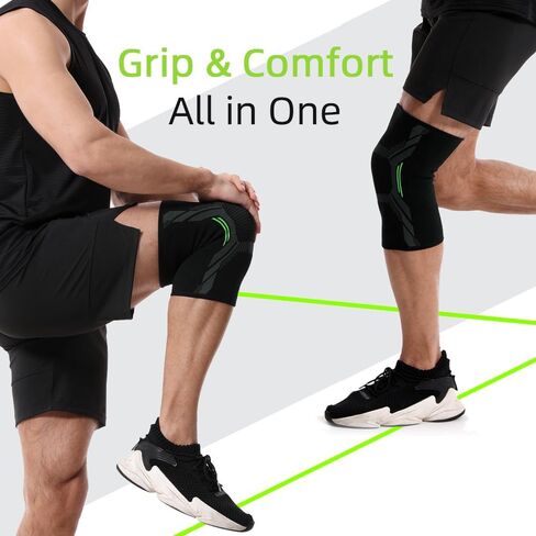 2 Pack Knee Brace for Women Man, Knee Compression Sleeve for Knee Pain Relief, Knee Sleeves for Arthritis Pain, Knee Support for Running Fitness (Black, Large) in Kuwait
