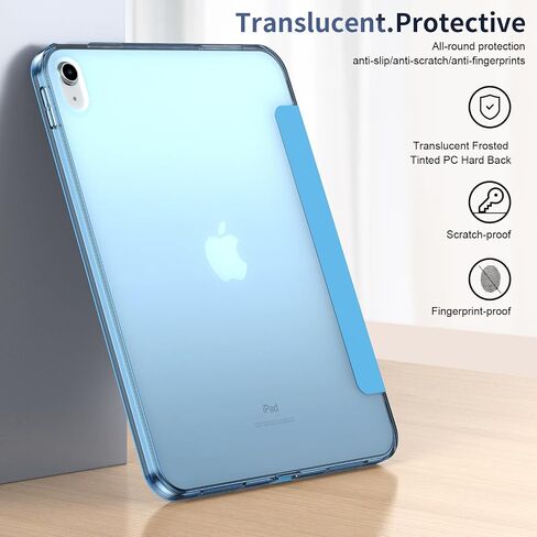 Gtang Case for iPad(A16) 11th Generation 11 inch 2025, Slim Stand Protective Cover with Hard PC Translucent Back Shell Cover for iPad 10th Gen 2022, Support Touch ID, Auto Wake/Sleep, Navy Blue in Kuwait