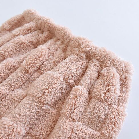 Plaid Fluffy Pants for Women Trendy Comfy Thermal Fuzzy Bottoms Winter Warm Soft Elastic Waist Fleece Loungewear in Saudi Arabia