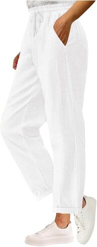 Baggy Corduroy Pants for Women High Waisted Casual Fashion Stretchy Wide Leg Joggers Trousers with Pockets in Saudi Arabia