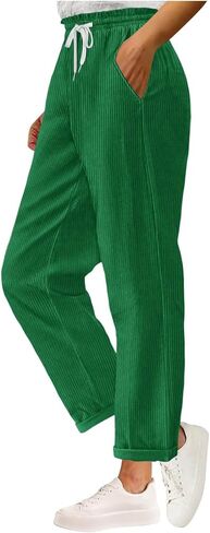 Baggy Corduroy Pants for Women High Waisted Casual Fashion Stretchy Wide Leg Joggers Trousers with Pockets in Saudi Arabia