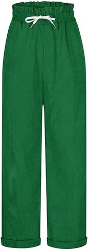Baggy Corduroy Pants for Women High Waisted Casual Fashion Stretchy Wide Leg Joggers Trousers with Pockets in Saudi Arabia