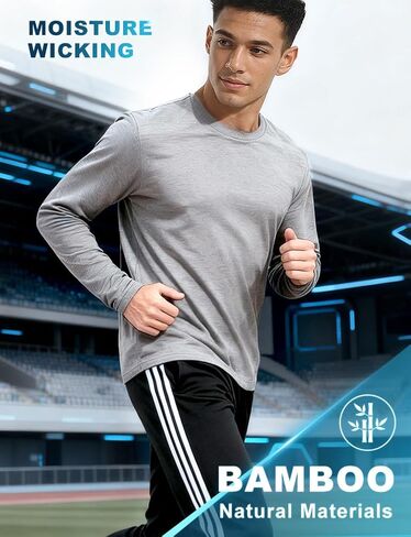 الرجال الخيزران للرجال تجريب القمصان طويلة الأكمام رطبة الفتل الجافة الجافة الجافة خفيفة الوزن الرياضية الجري in Kuwait