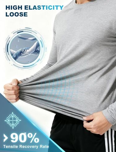 الرجال الخيزران للرجال تجريب القمصان طويلة الأكمام رطبة الفتل الجافة الجافة الجافة خفيفة الوزن الرياضية الجري in Kuwait