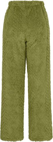 Fluffy Pants for Women Fuzzy Comfy Thermal Bottoms with Pockets Winter Warm Soft Drawstring Fleece Pants in Saudi Arabia