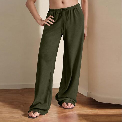 Flowy Palazzo Pants for Women Casual High Waisted Wide Leg Beach Vacation Pants Loungewear Trousers with Pockets in Saudi Arabia