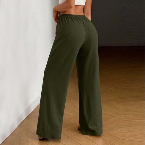 Flowy Palazzo Pants for Women Casual High Waisted Wide Leg Beach Vacation Pants Loungewear Trousers with Pockets in Saudi Arabia