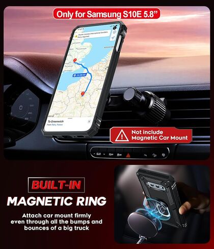 حالة Leyi for Galaxy S10e-Phone: Samsung Galaxy S10e Case with Glass Screen Protector Camera Camera Protector ، Hight Duty Ring Ring Stand Android Unlocked Funda Para SM-G970U ، Black in Kuwait