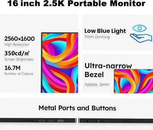 Portable Monitor 15.6-inch 1080P USB-C HDMI Ultra Slim Travel Monitor with Kickstand for Laptop, PC, Mac Phone, PS, Xbox, Swich Gaming Monitor IPS Slim Zero Bezel in Saudi Arabia