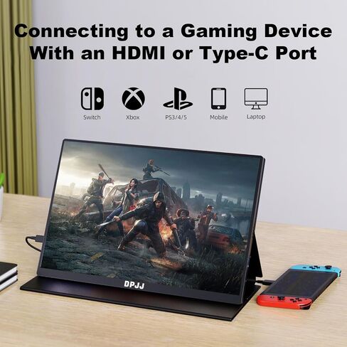 Portable Monitor 15.6-inch 1080P USB-C HDMI Ultra Slim Travel Monitor with Kickstand for Laptop, PC, Mac Phone, PS, Xbox, Swich Gaming Monitor IPS Slim Zero Bezel in Saudi Arabia