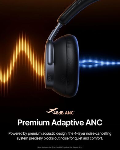Baseus Noise Cancelling Headphones -Dark Black in Saudi Arabia