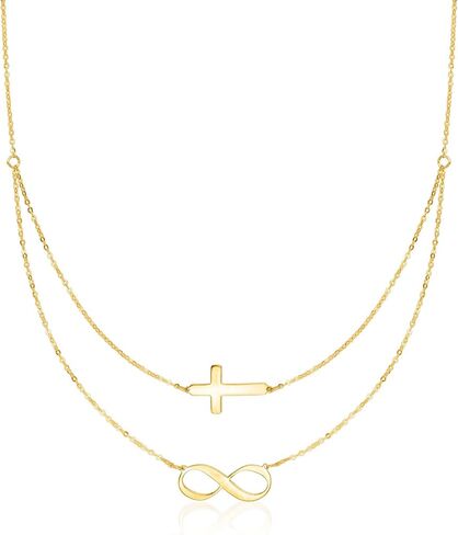 Ross-Simons Italian 14kt الذهب الأصفر اللانهائي و Cross الرمز قلادة الطبقات in Saudi Arabia
