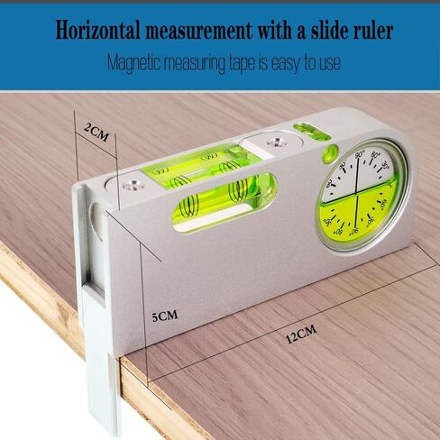 High precision solid aluminum alloy small level ruler, portable mini horizontal bubble magnetic function (85 * 45 * 15mm) in Saudi Arabia