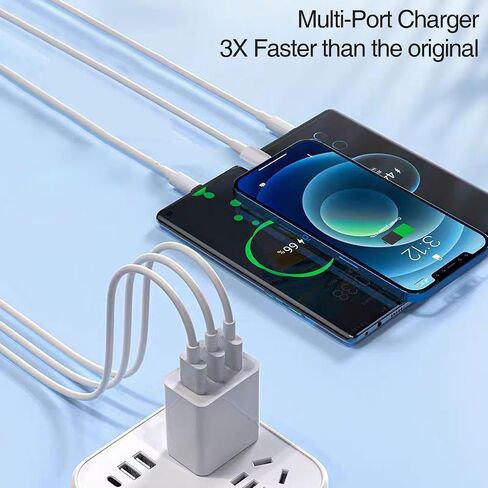 منفذ مزدوج Fast USB شاحن ، محول جدار USB ، اكتب كتلة شحن ، مناسبة لـ iPhone 13 12 11 Pro Max Se XS XR X 8 7 6 6S Plus ، Android Home 【3 Pack】 in Kuwait