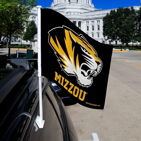 Rico Industries NCAA Rico Industries Missouri Tigers Black Double Sided Double Sided Car Flag - 16" x 19" - Strong Pole that Hooks Onto Car/Truck/Automobile in Saudi Arabia